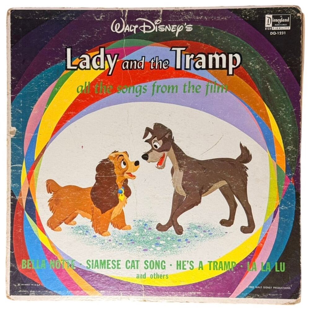 Walt Disney Lady and the Tramp Vinyl LP Disneyland DQ-1231 Yellow Label
